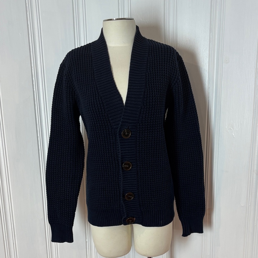 SELECTED Homme Navy Blue Heavy Knit Cardigan – Men’s - Picture 2 of 7
